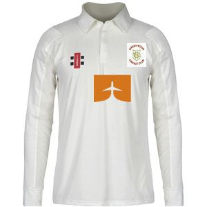 Green Moor CC LS playing Shirt with embroidered badge and sponsor
