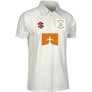 Green Moor CC Storm playing Shirt with embroidered badge and sponsor