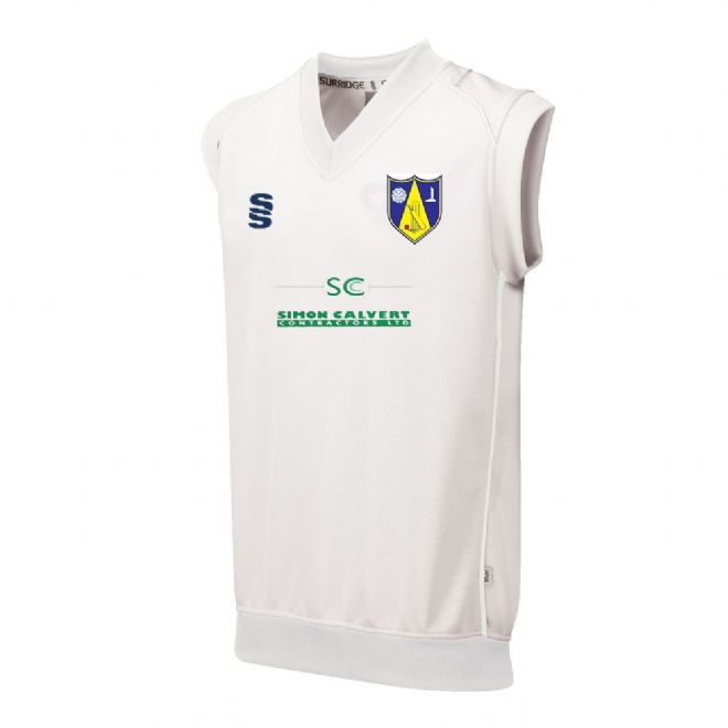 Hall Bower CC Sleeveless Playing Sweater With embroidered badge & Sponsor